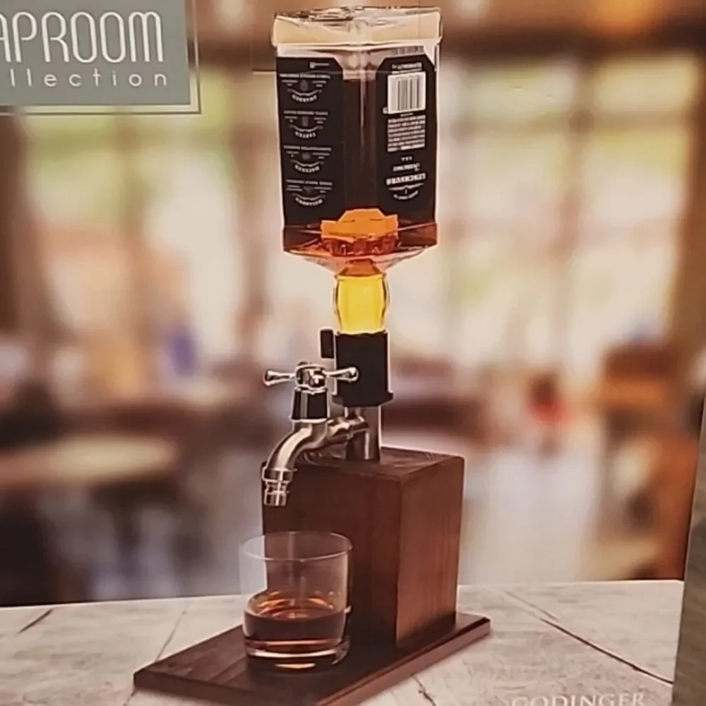 Godinger Taproom Collection Wood Base Bottle Dispenser